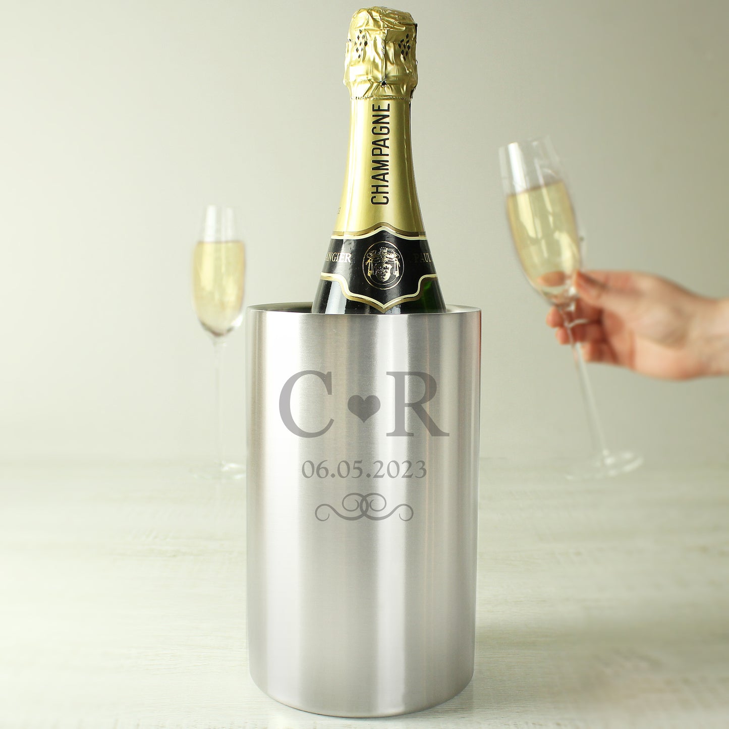 Personalised Monogram Stainless Steel Wine Cooler from Heartfelt Gifts