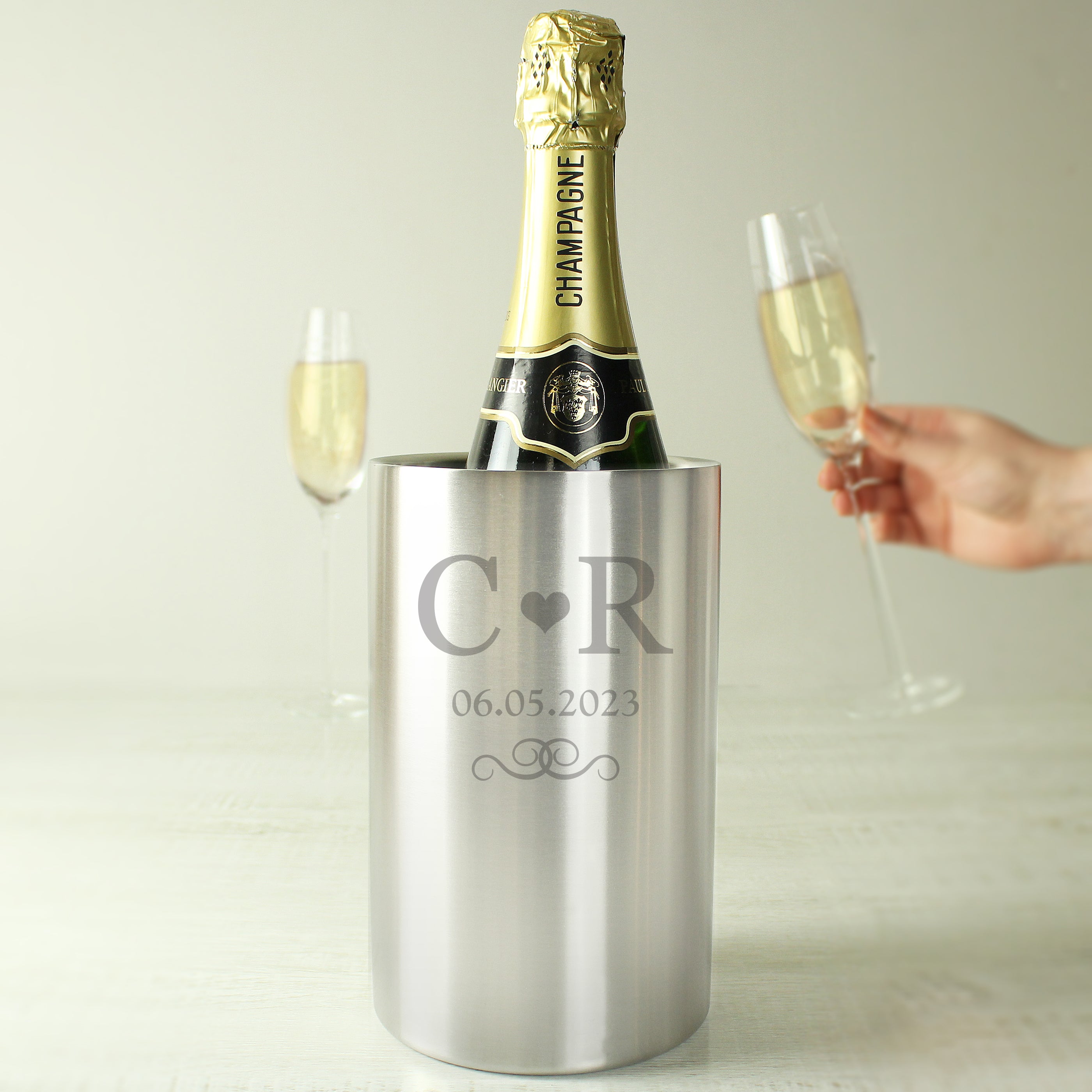 Personalised Monogram Stainless Steel Wine Cooler from Heartfelt Gifts