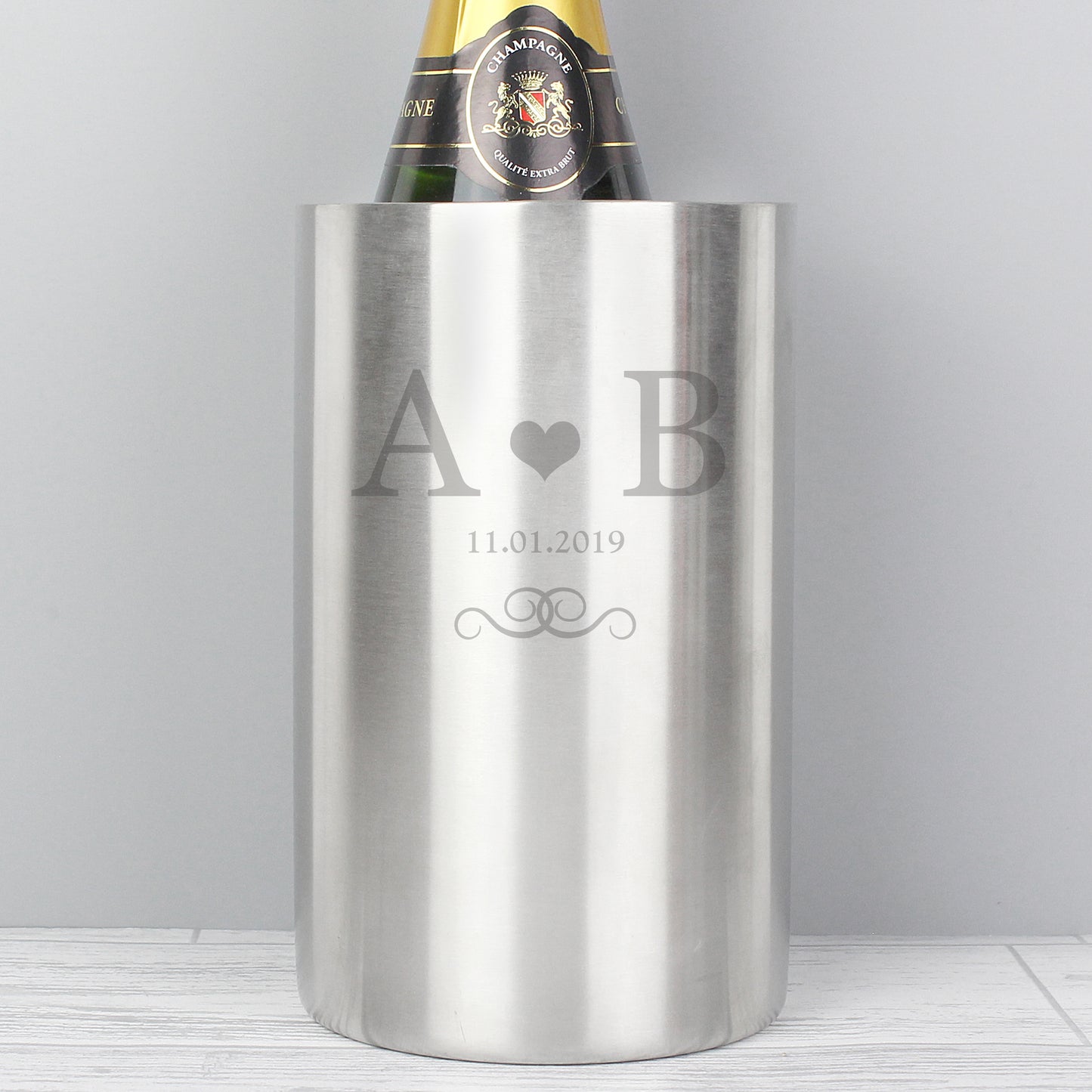 Personalised Monogram Stainless Steel Wine Cooler - image 3
