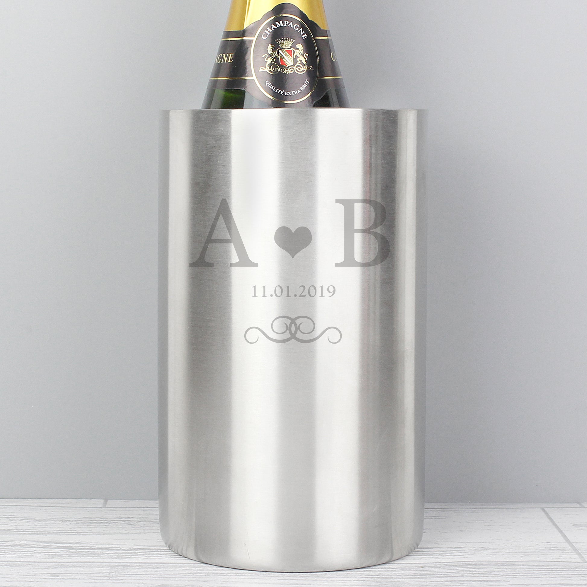 Personalised Monogram Stainless Steel Wine Cooler - image 3