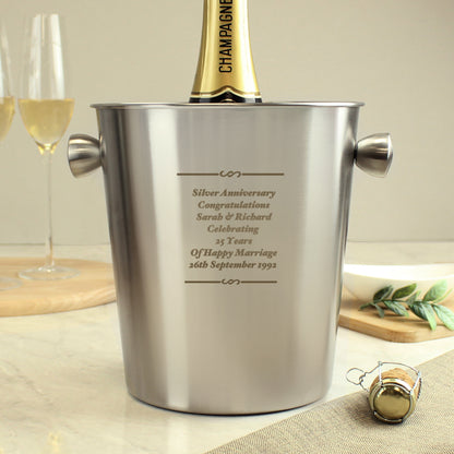 Personalised Any Message Stainless Steel Ice Bucket from Heartfelt Gifts
