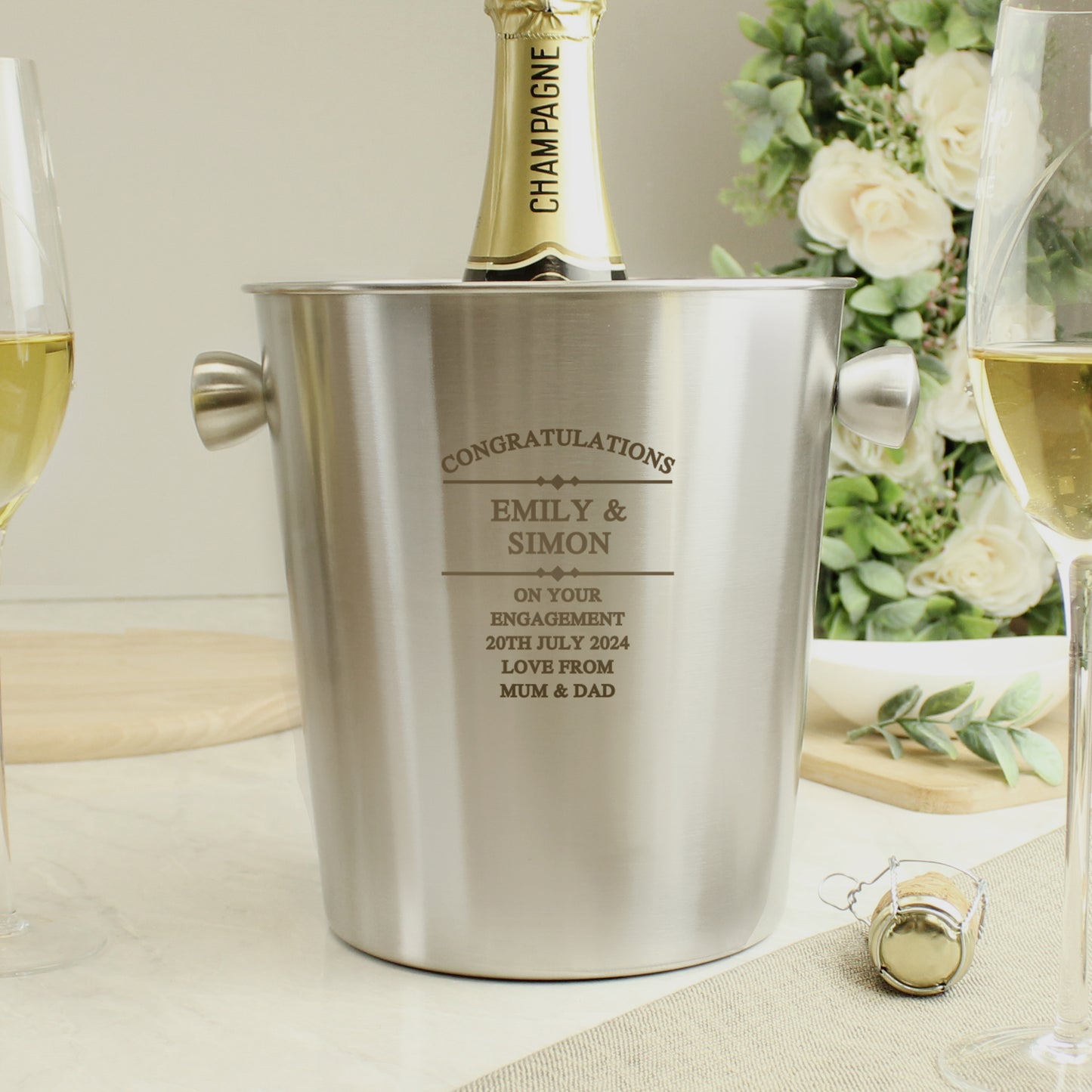 Personalised Diamond Stainless Steel Ice Bucket - image 2