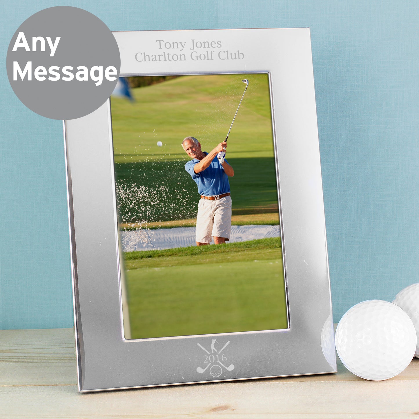 Personalised Golf 6x4 Silver Photo Frame from Heartfelt Gifts