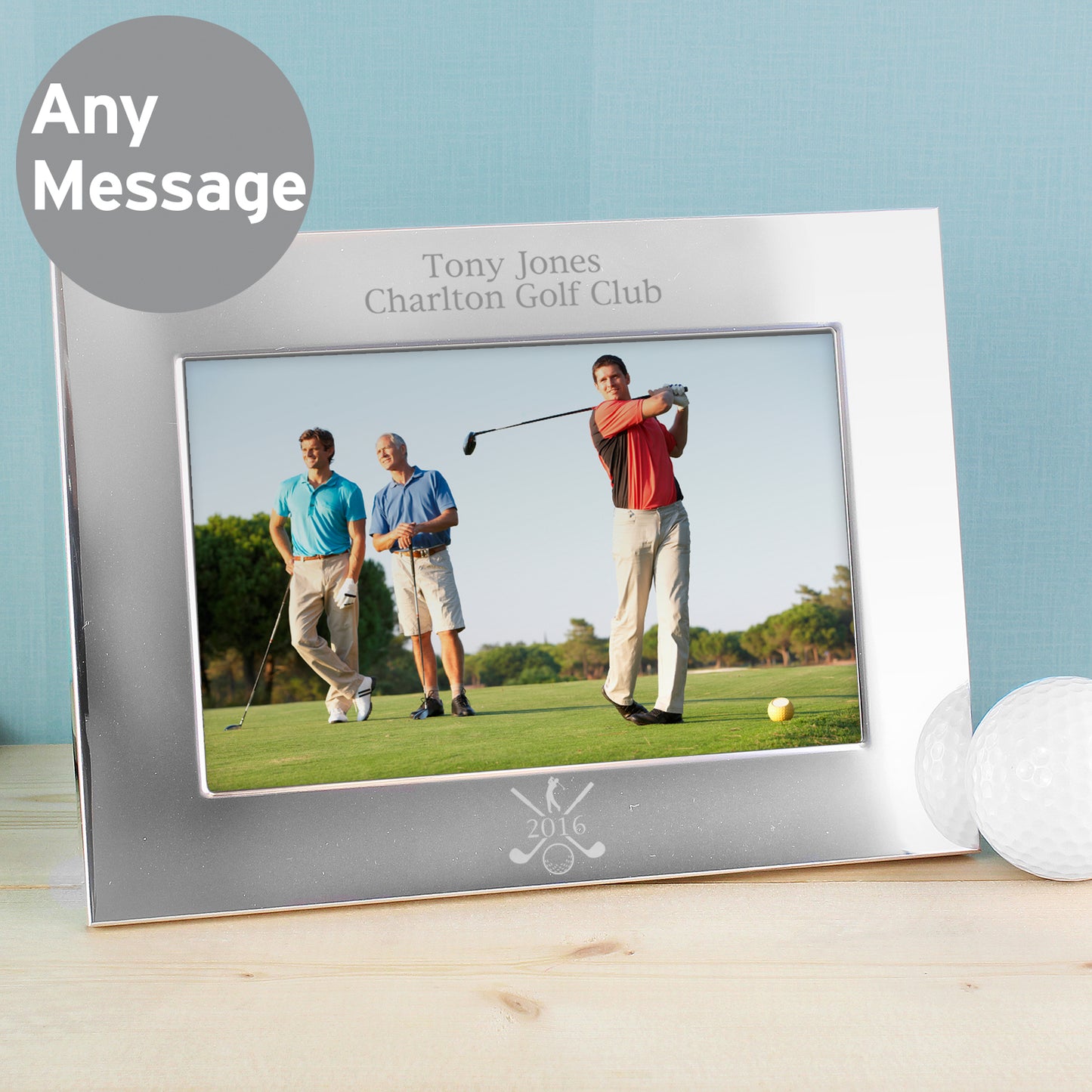 Personalised Golf 6x4 Landscape Silver Photo Frame from Heartfelt Gifts