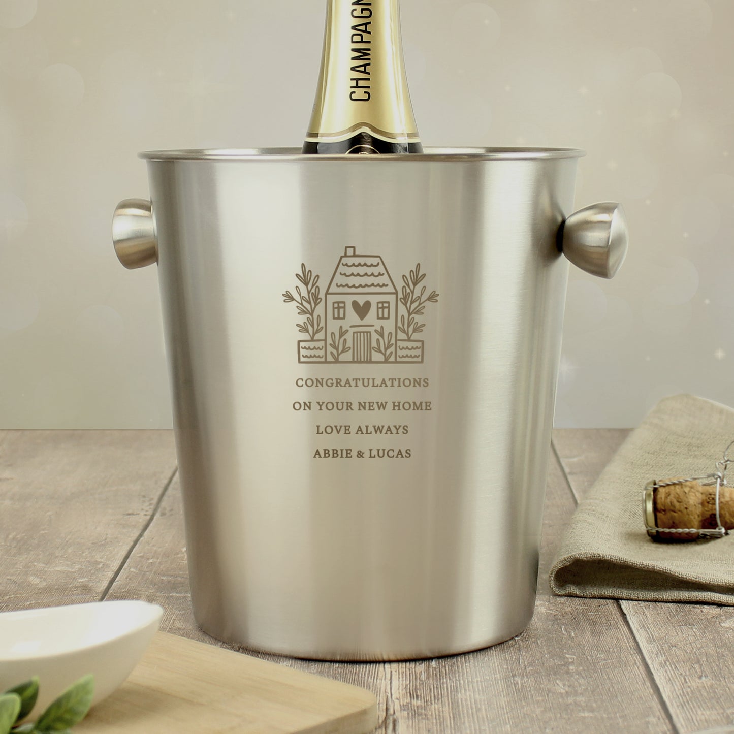 Personalised House Stainless Steel Ice Bucket - image 2