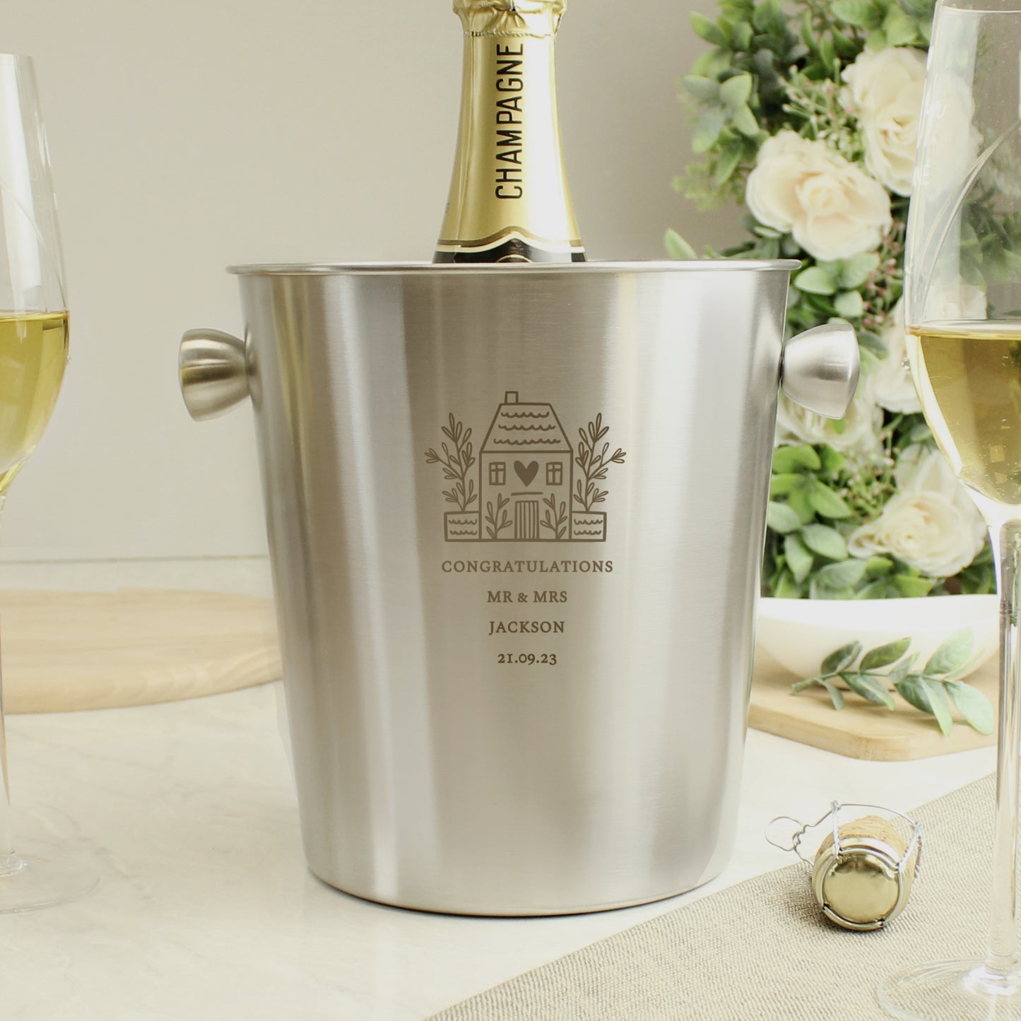Personalised House Stainless Steel Ice Bucket - image 3
