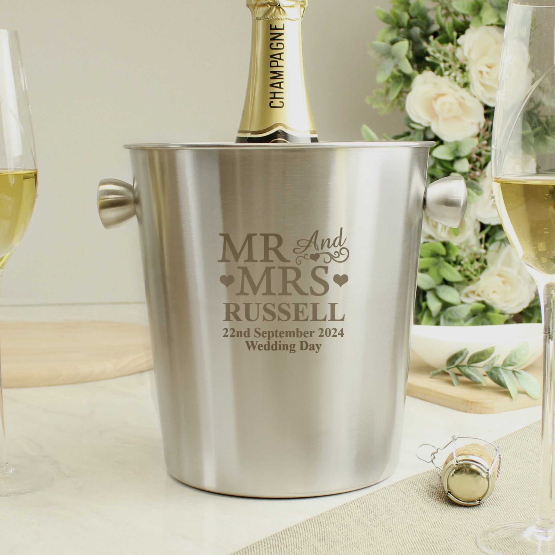 Personalised Mr & Mrs Stainless Steel Ice Bucket from Heartfelt Gifts