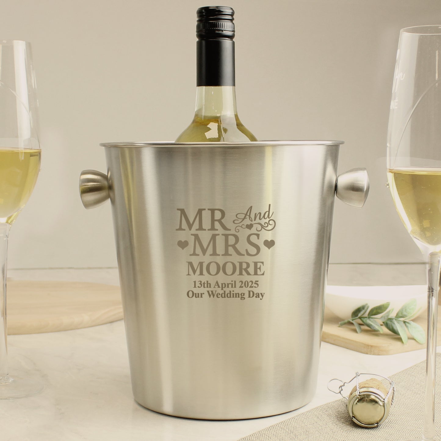 Personalised Mr & Mrs Stainless Steel Ice Bucket - image 3