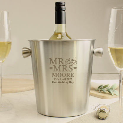 Personalised Mr & Mrs Stainless Steel Ice Bucket - image 3