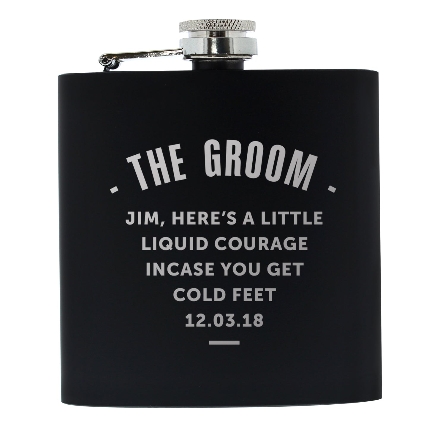 Personalised Any Message Black Hip Flask - image 2