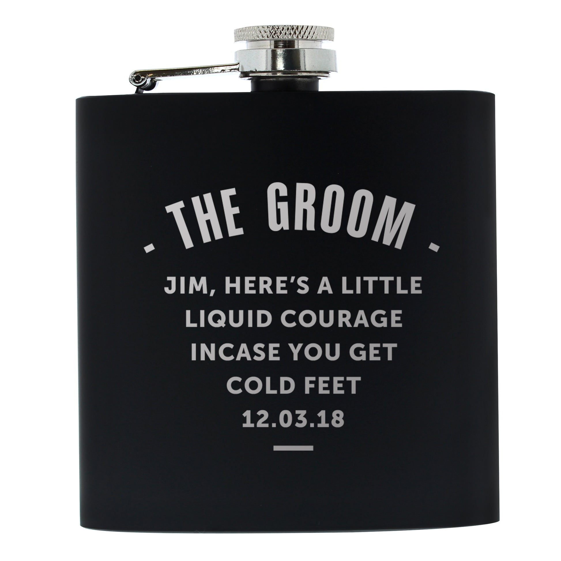 Personalised Any Message Black Hip Flask - image 2