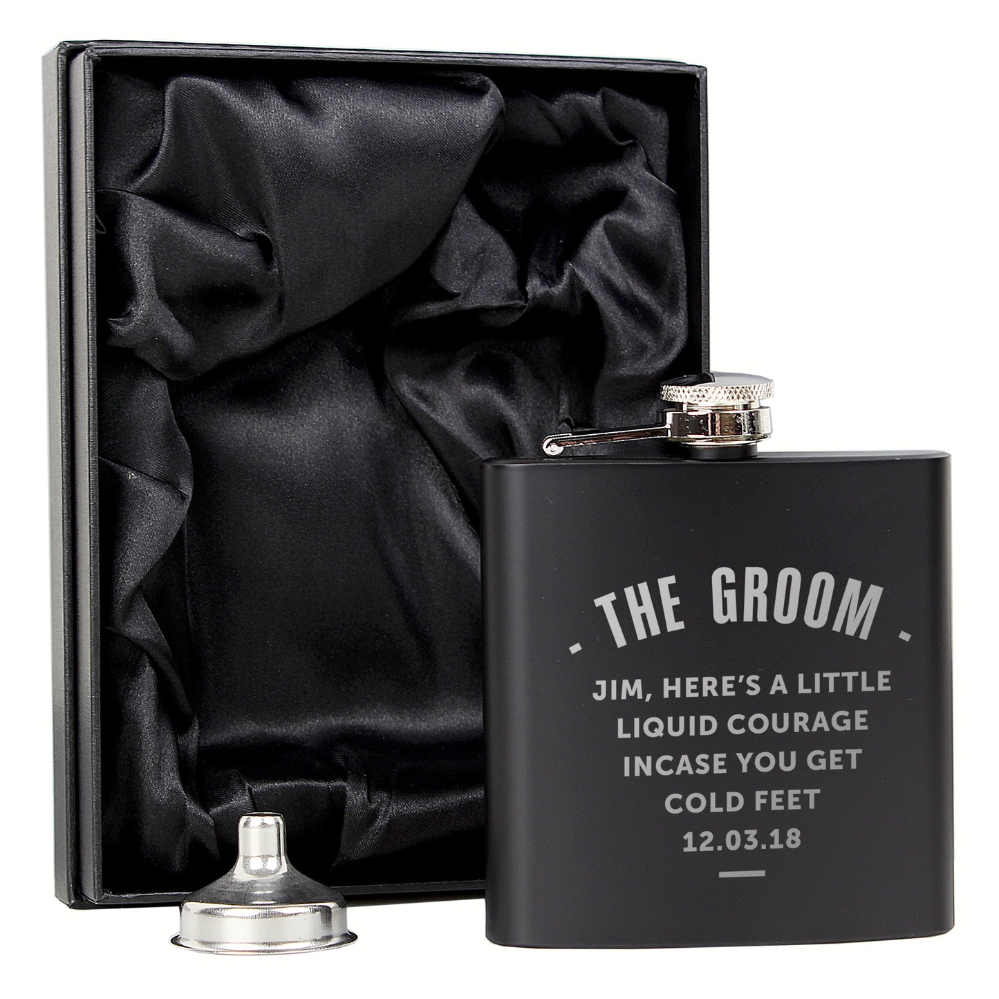 Personalised Any Message Black Hip Flask - image 11
