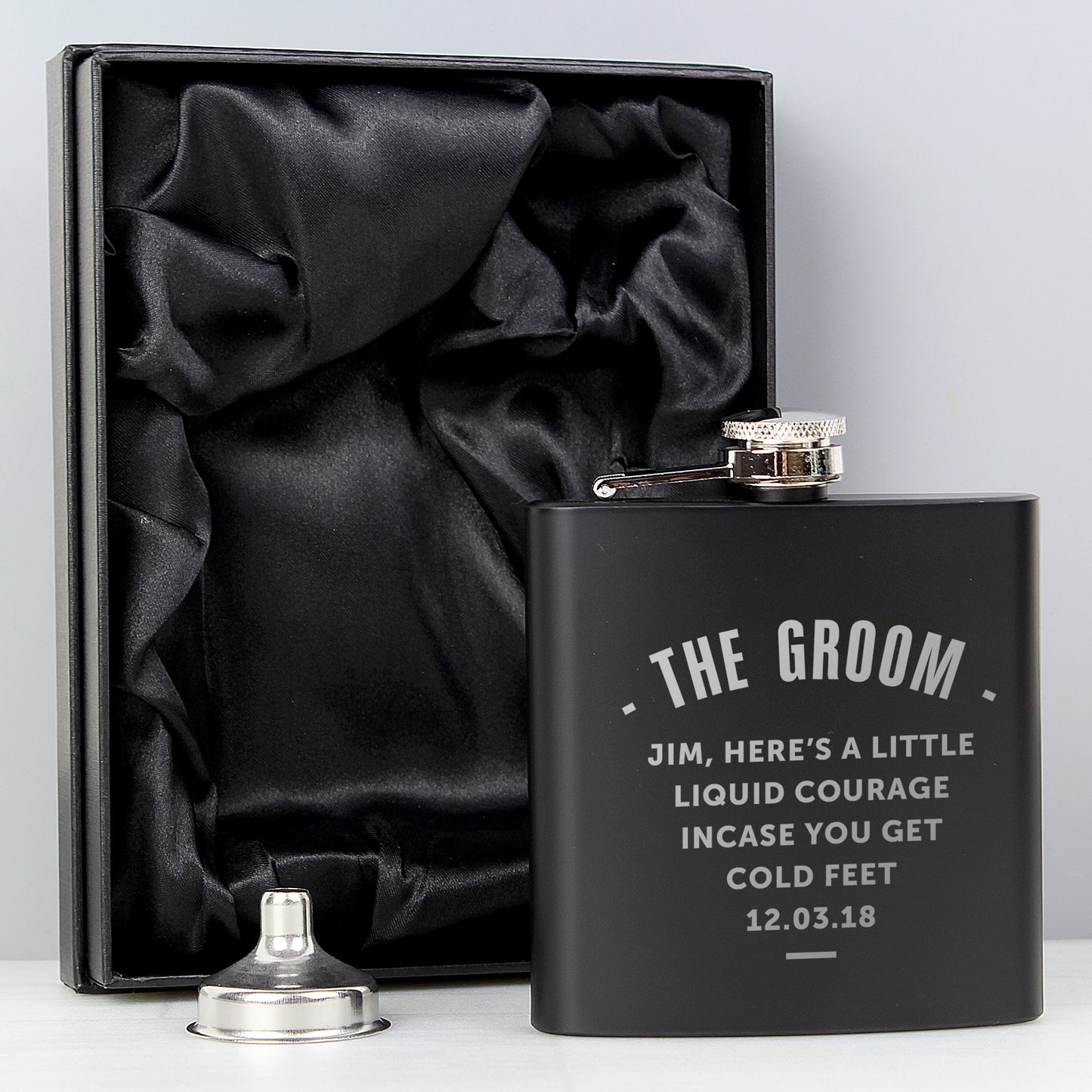 Personalised Any Message Black Hip Flask - image 12