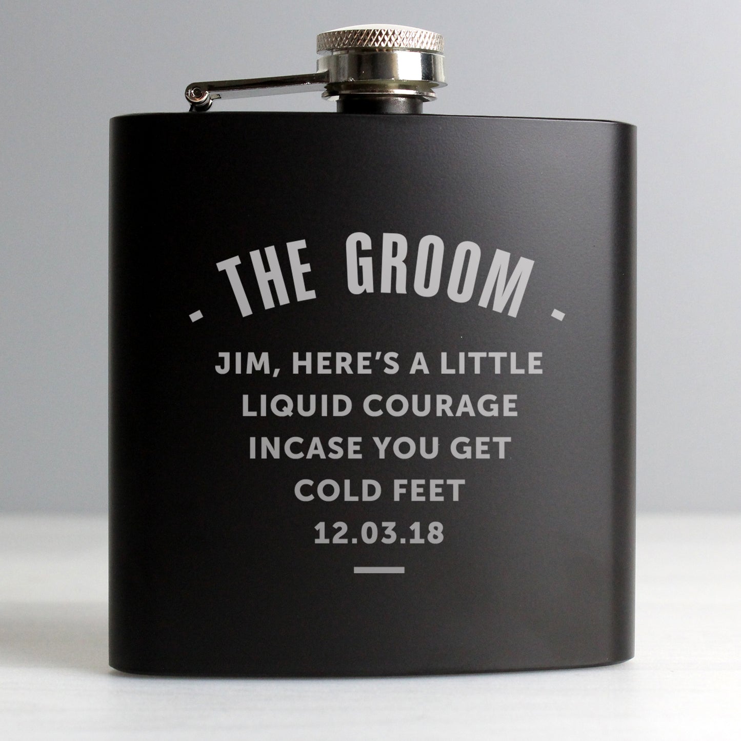 Personalised Any Message Black Hip Flask - image 3