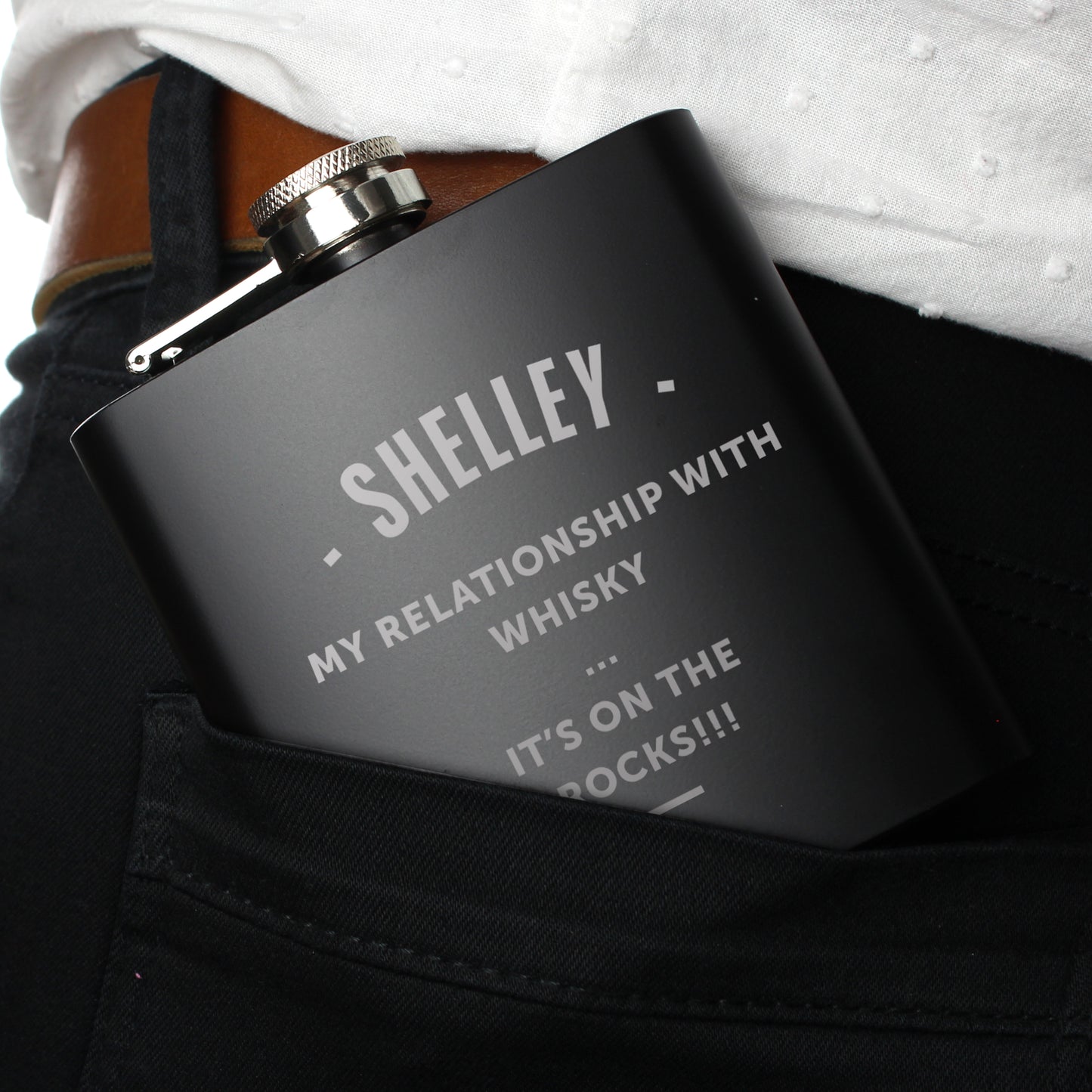 Personalised Any Message Black Hip Flask - image 4