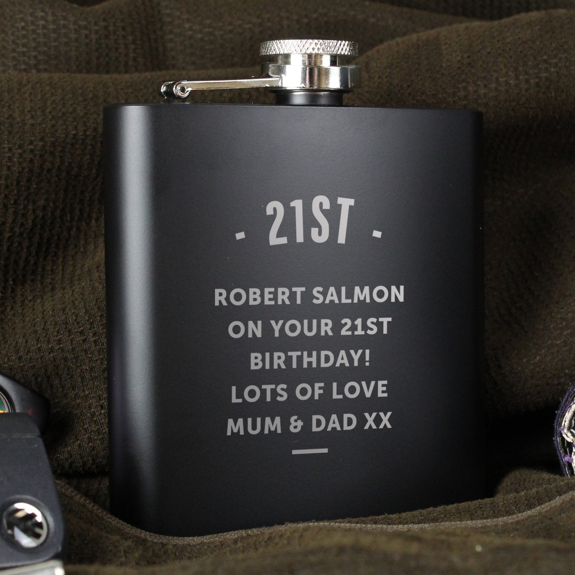 Personalised Any Message Black Hip Flask - image 6