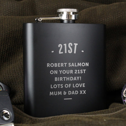 Personalised Any Message Black Hip Flask - image 6