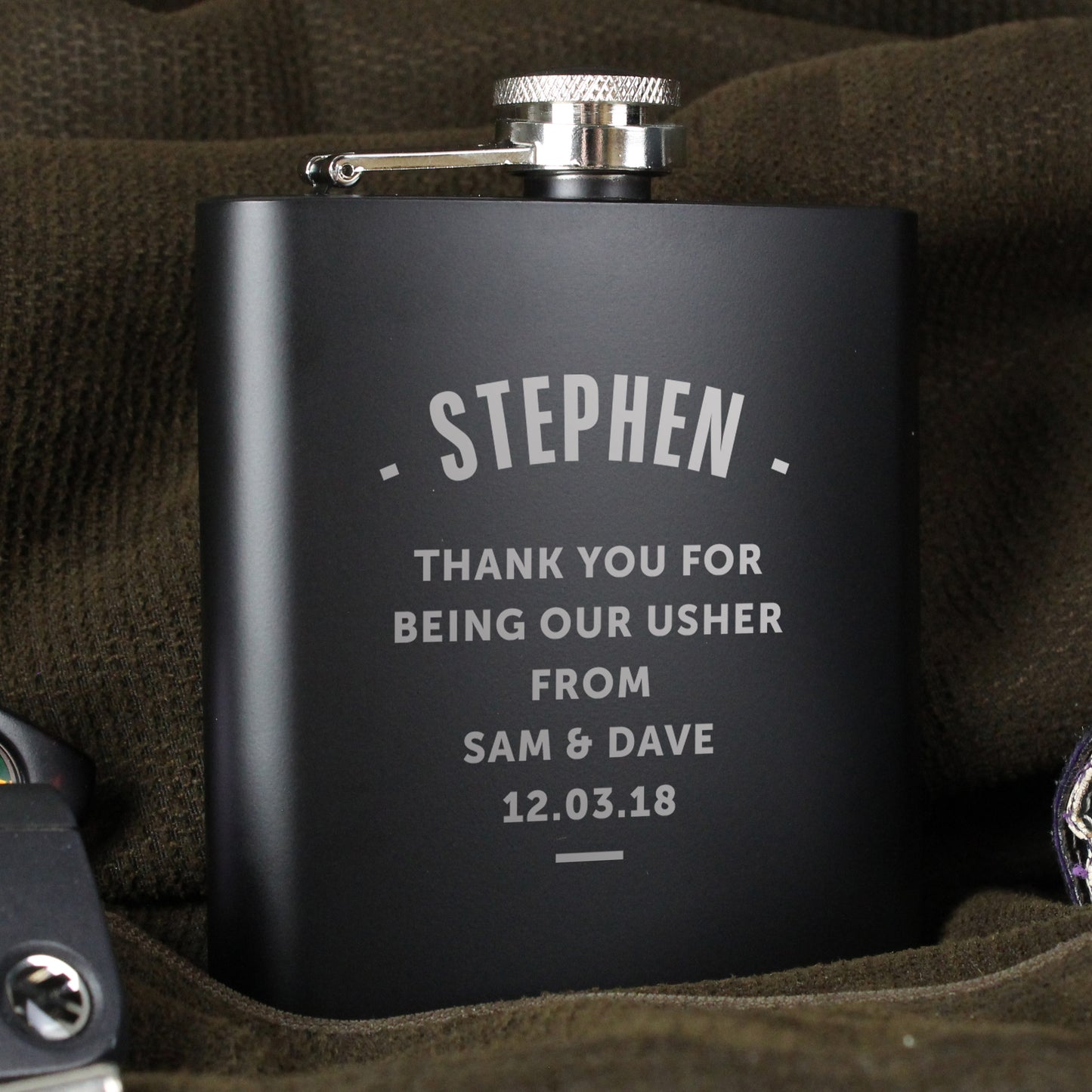 Personalised Any Message Black Hip Flask - image 10
