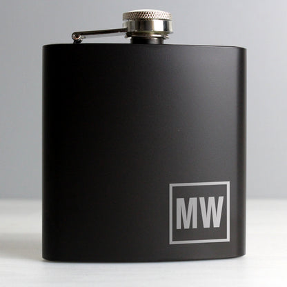 Personalised Initials Black Hip Flask from Heartfelt Gifts