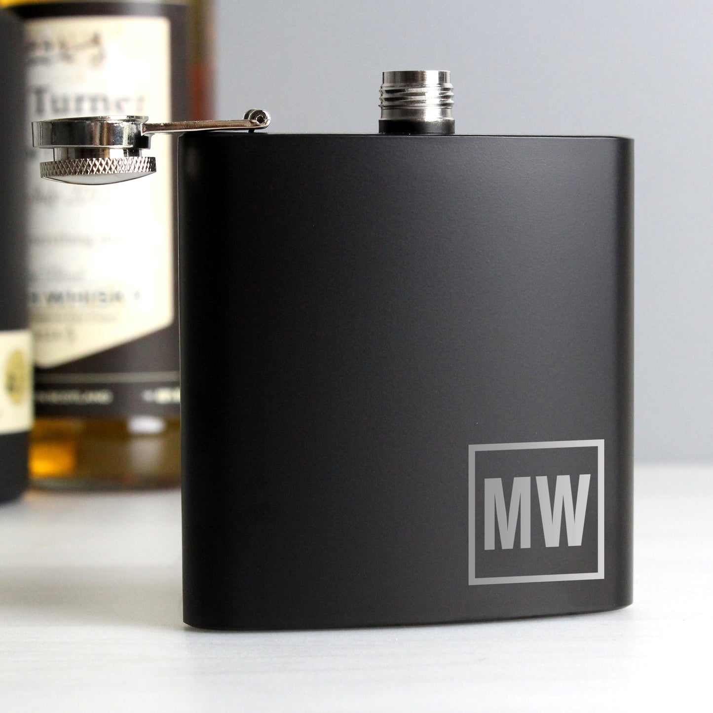 Personalised Initials Black Hip Flask - image 3