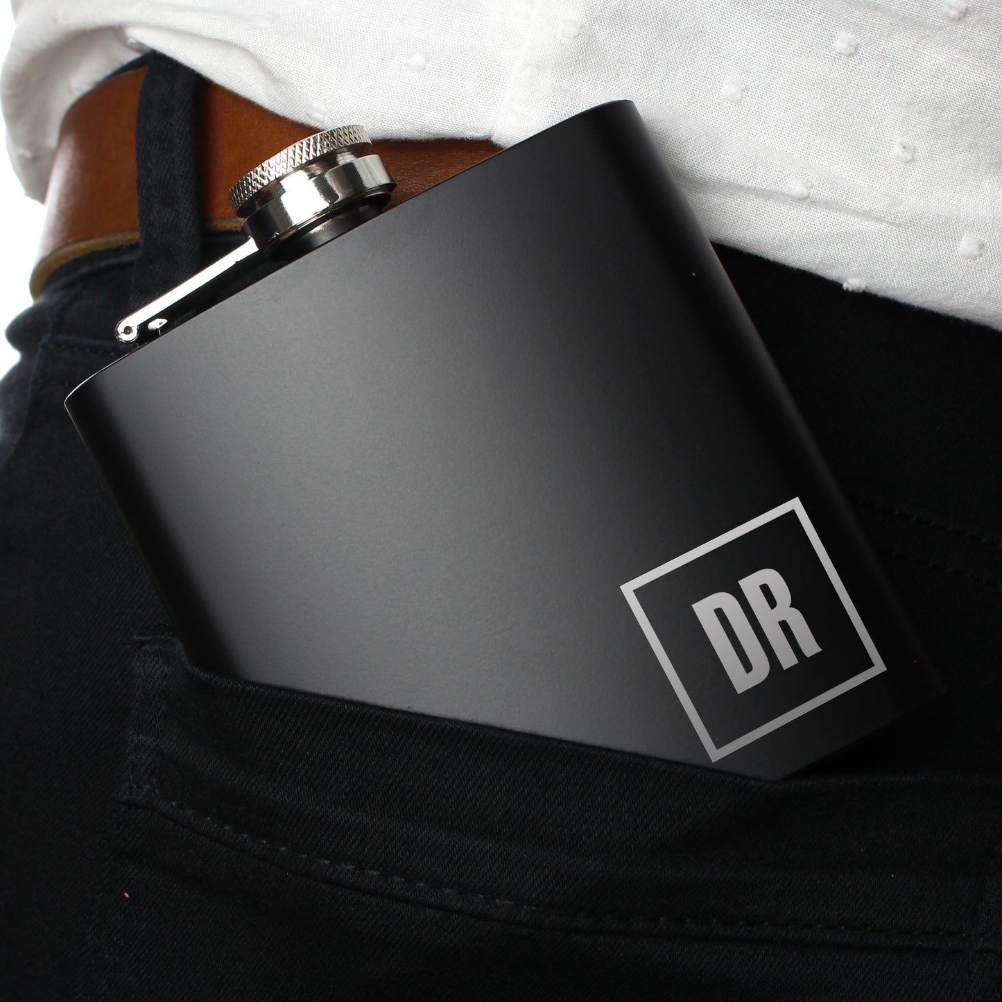 Personalised Initials Black Hip Flask - image 4