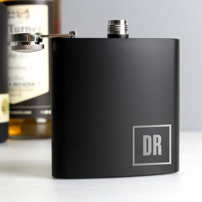 Personalised Initials Black Hip Flask - image 6