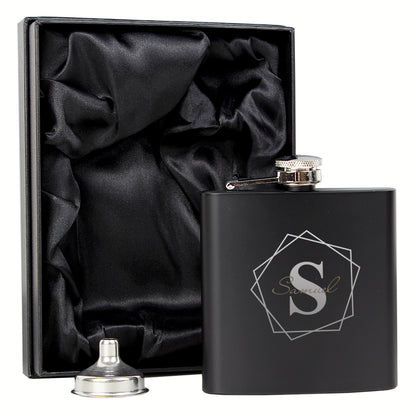 Personalised Geometric Initial Black Hip Flask - image 11