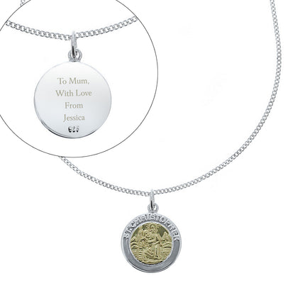 Personalised Sterling Silver & 9ct Gold St. Christopher Necklace - image 3