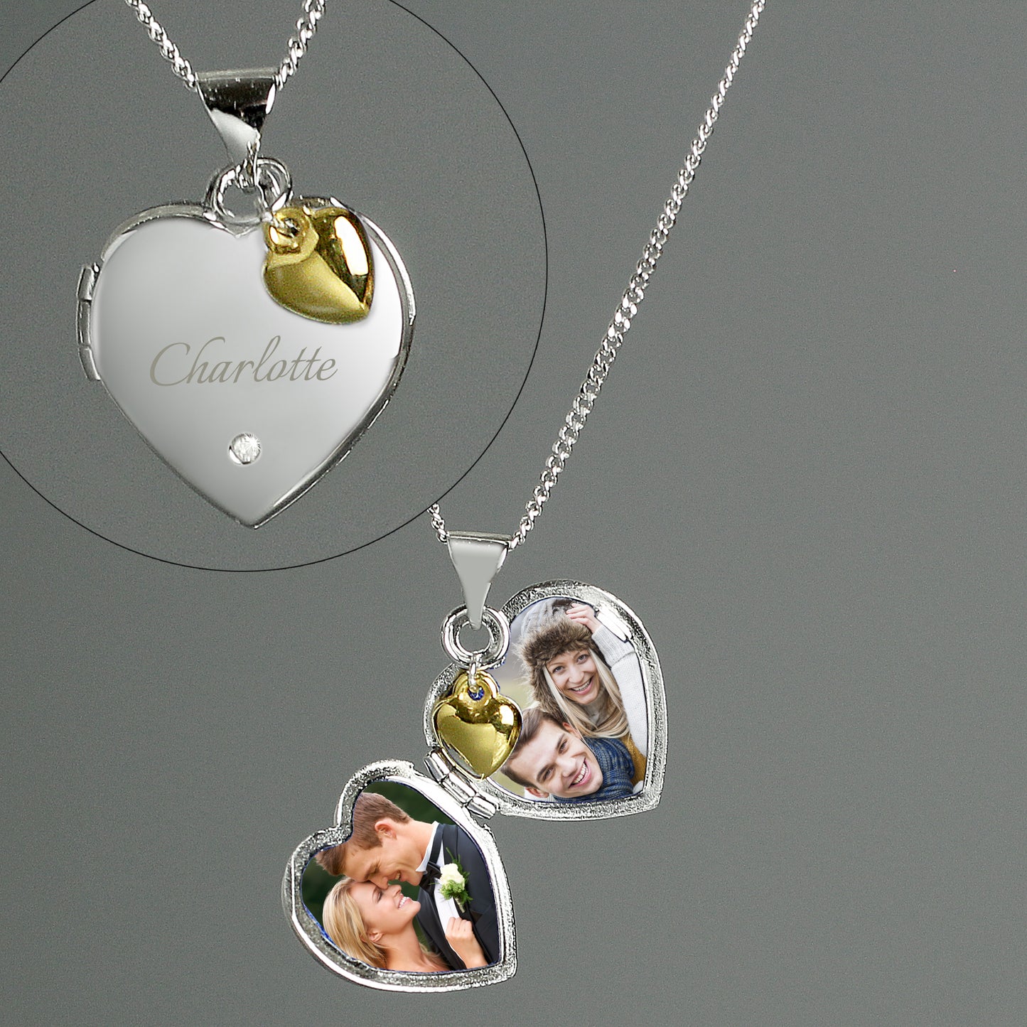 Personalised Sterling Silver Heart Locket Necklace - image 2