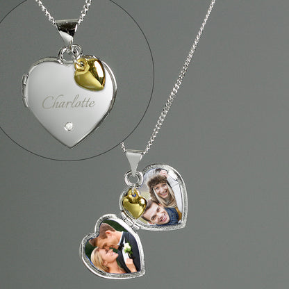 Personalised Sterling Silver Heart Locket Necklace - image 2