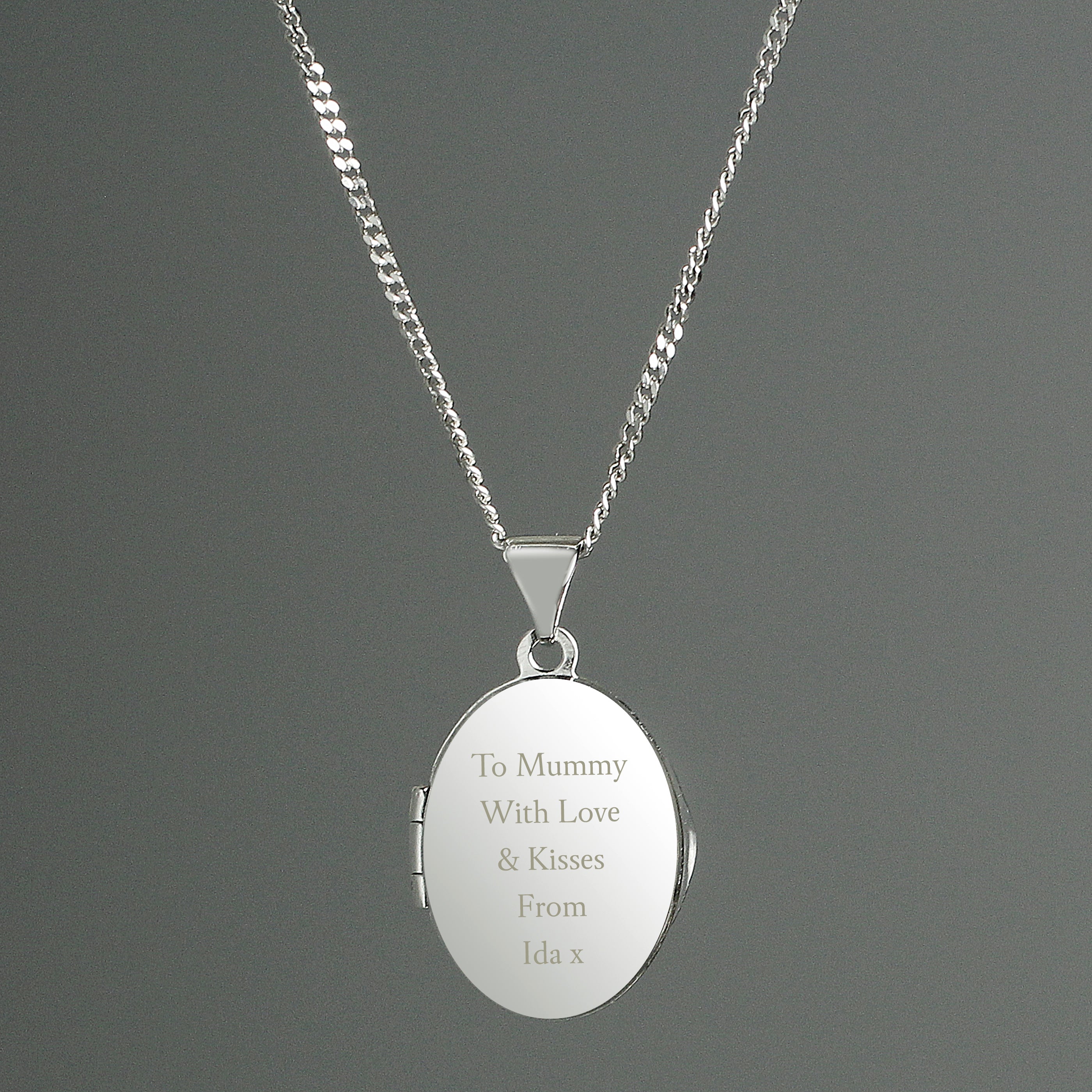 Personalised Sterling Silver Oval Locket Necklace from Heartfelt Gifts