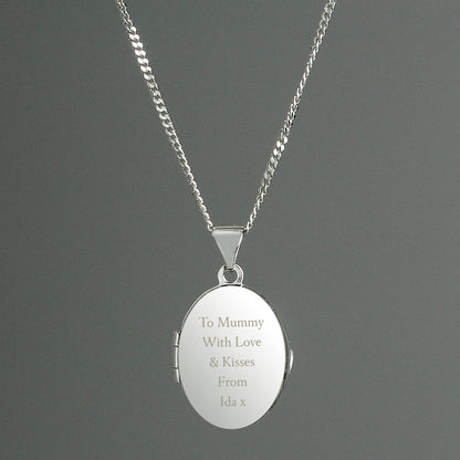 Personalised Sterling Silver Oval Locket Necklace from Heartfelt Gifts