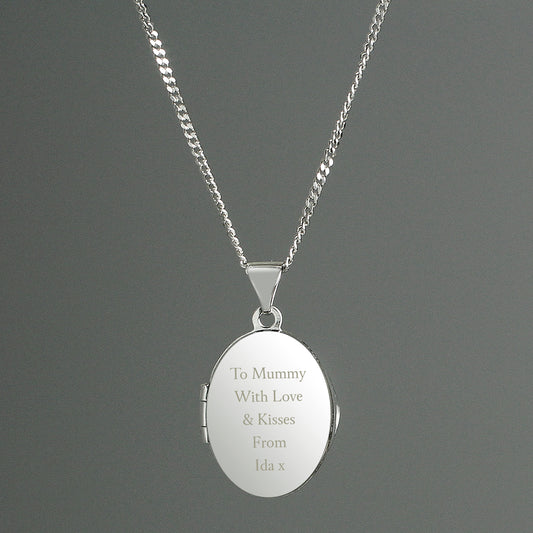 Personalised Sterling Silver Oval Locket Necklace from Heartfelt Gifts