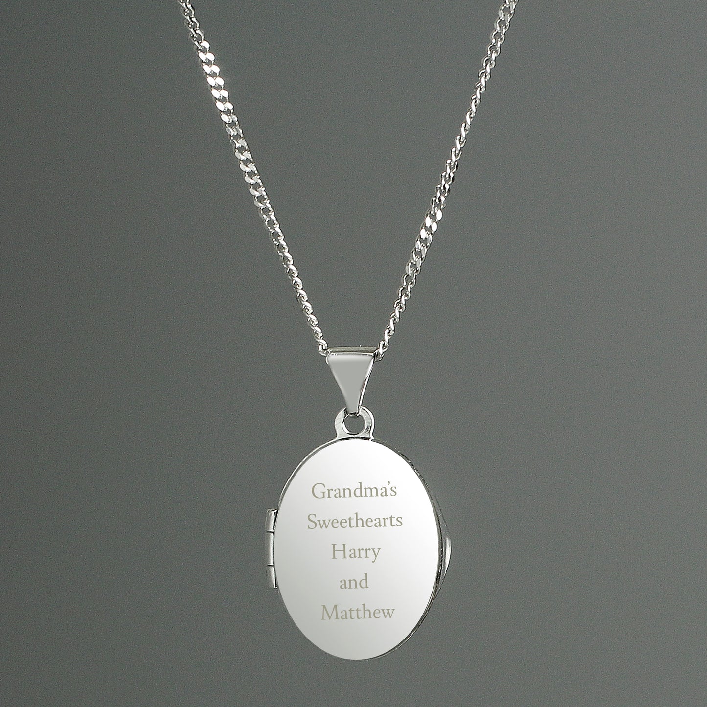 Personalised Sterling Silver Oval Locket Necklace - Message - image 2