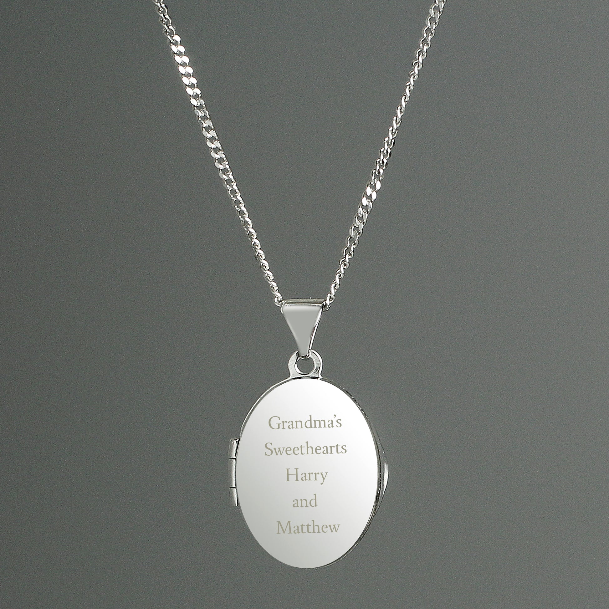 Personalised Sterling Silver Oval Locket Necklace - Message - image 2