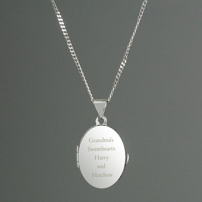Personalised Sterling Silver Oval Locket Necklace - Message - image 2