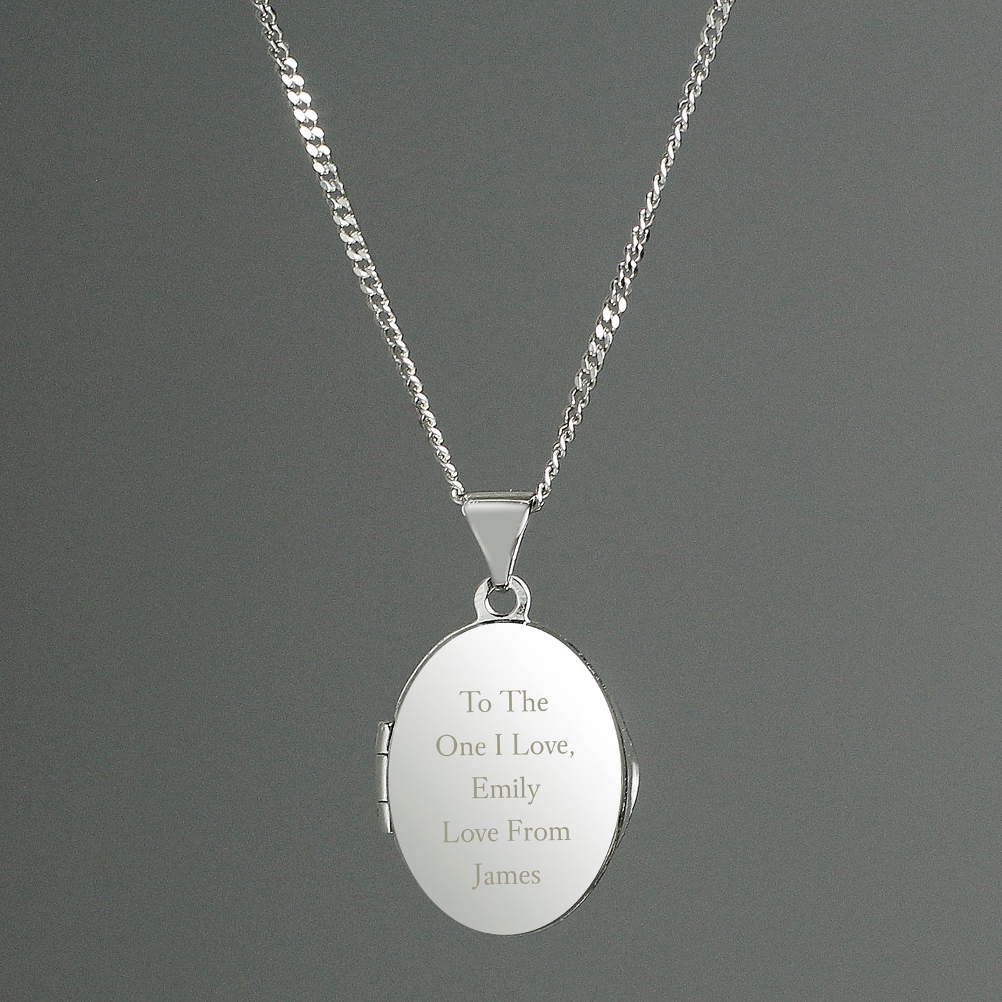 Personalised Sterling Silver Oval Locket Necklace - Message - image 3