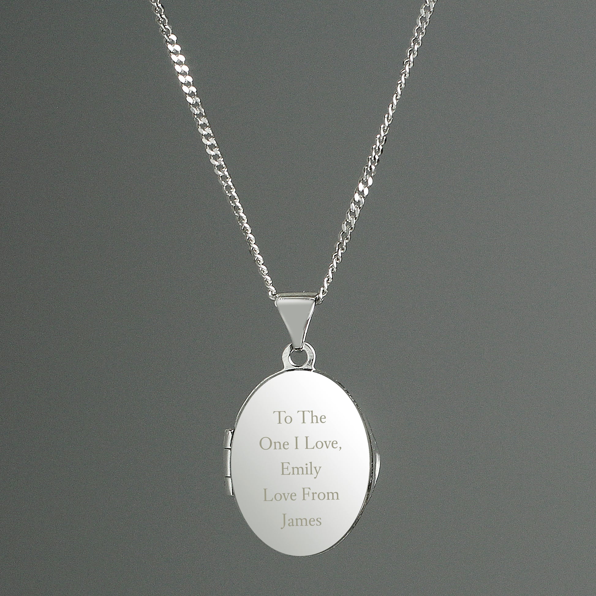 Personalised Sterling Silver Oval Locket Necklace - Message - image 3