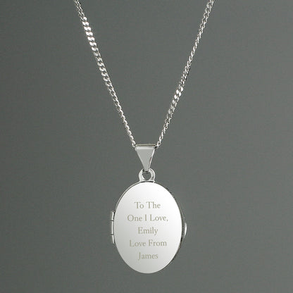 Personalised Sterling Silver Oval Locket Necklace - Message - image 3