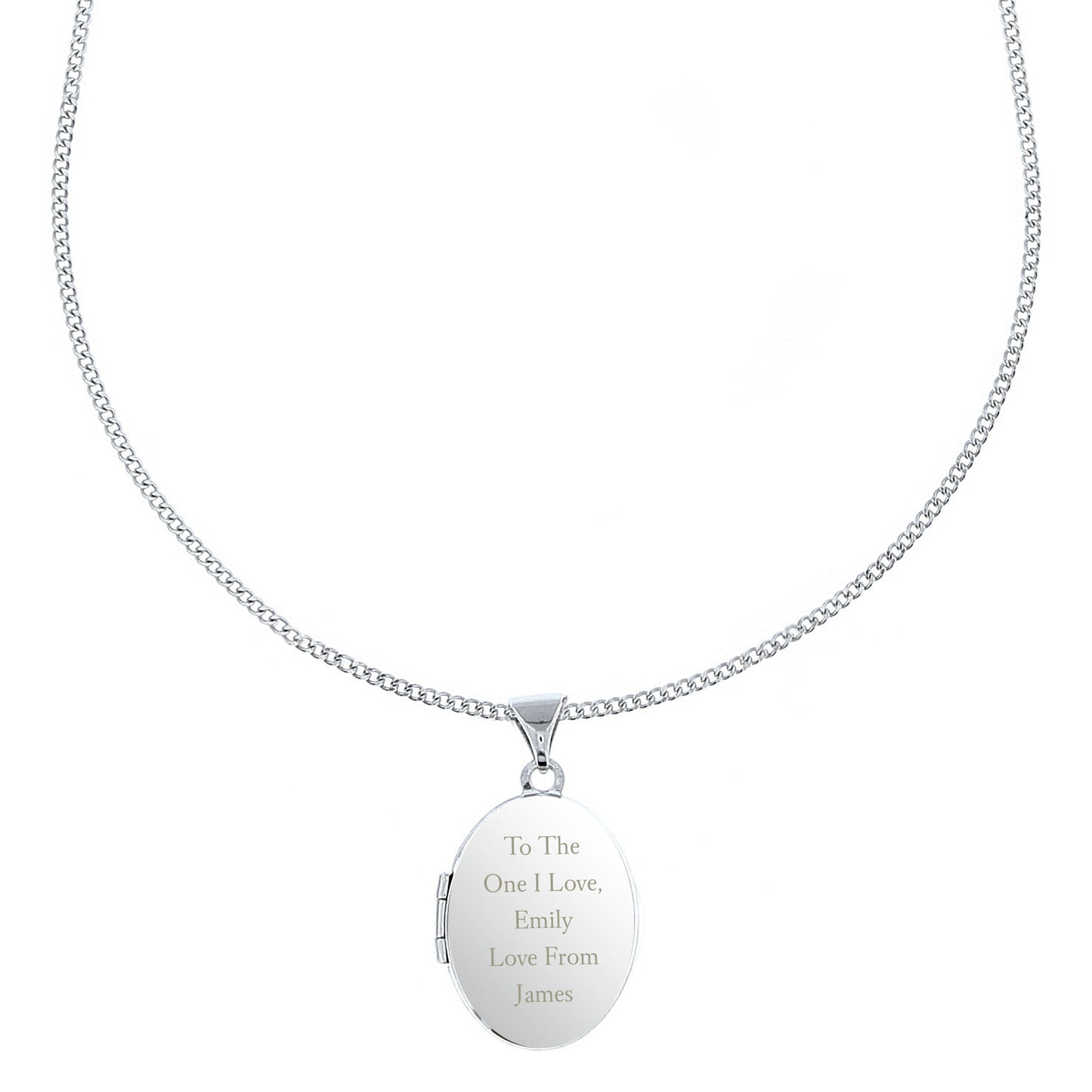Personalised Sterling Silver Oval Locket Necklace - Message - image 4