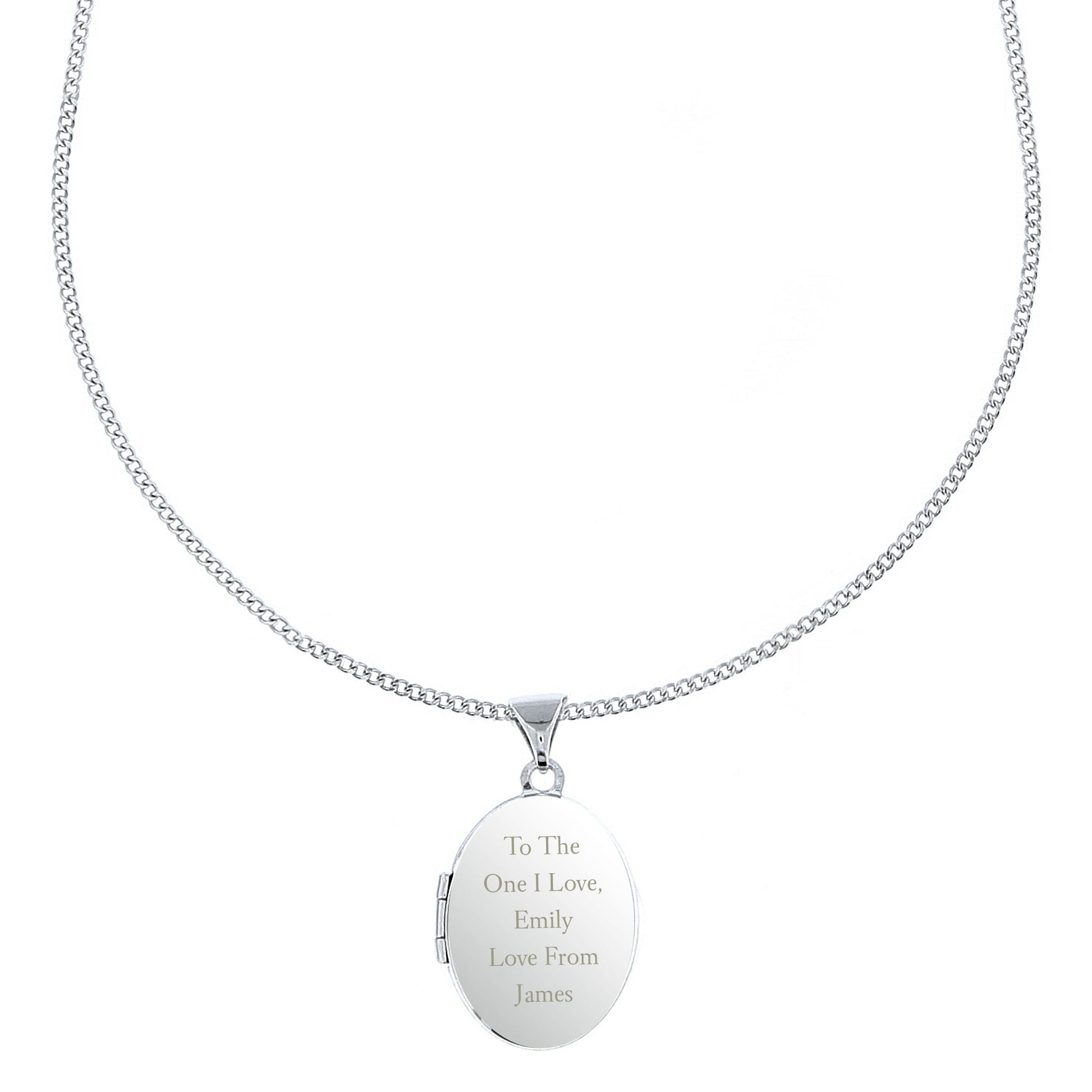 Personalised Sterling Silver Oval Locket Necklace - Message - image 4