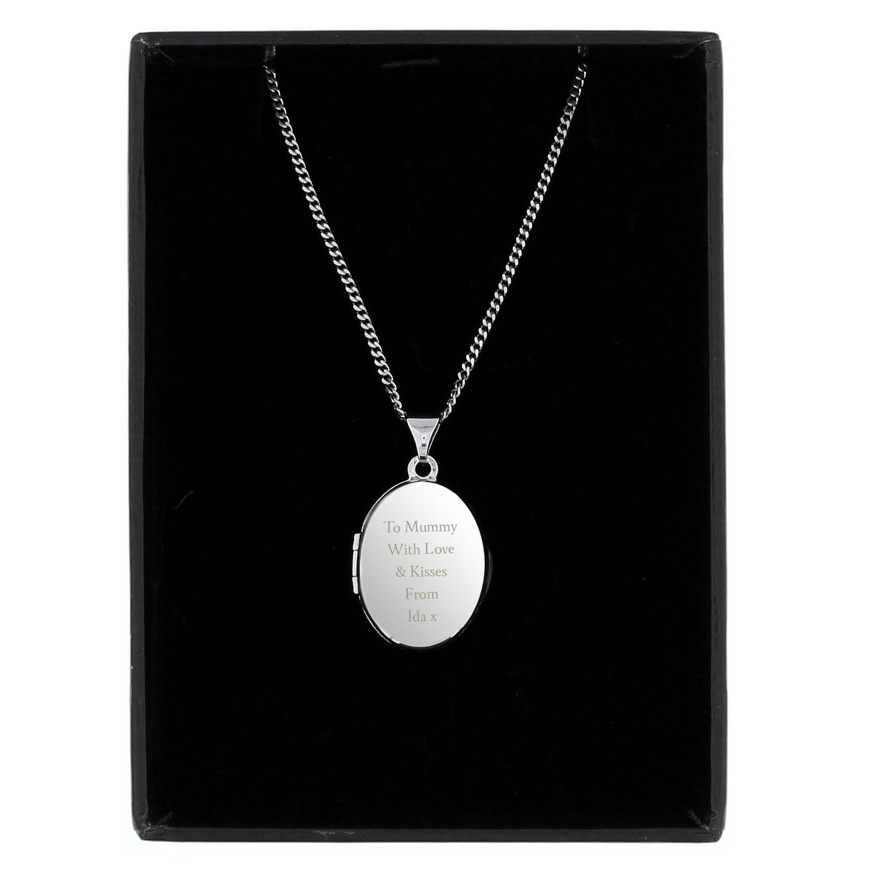 Personalised Sterling Silver Oval Locket Necklace - Message - image 5