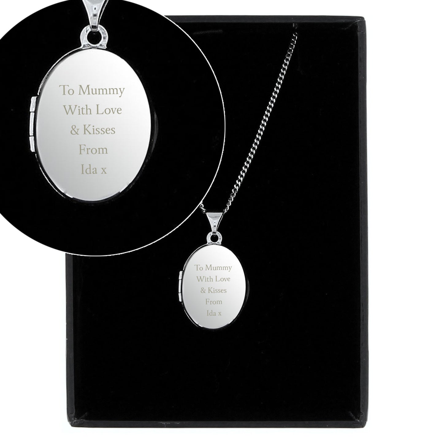 Personalised Sterling Silver Oval Locket Necklace - Message - image 6
