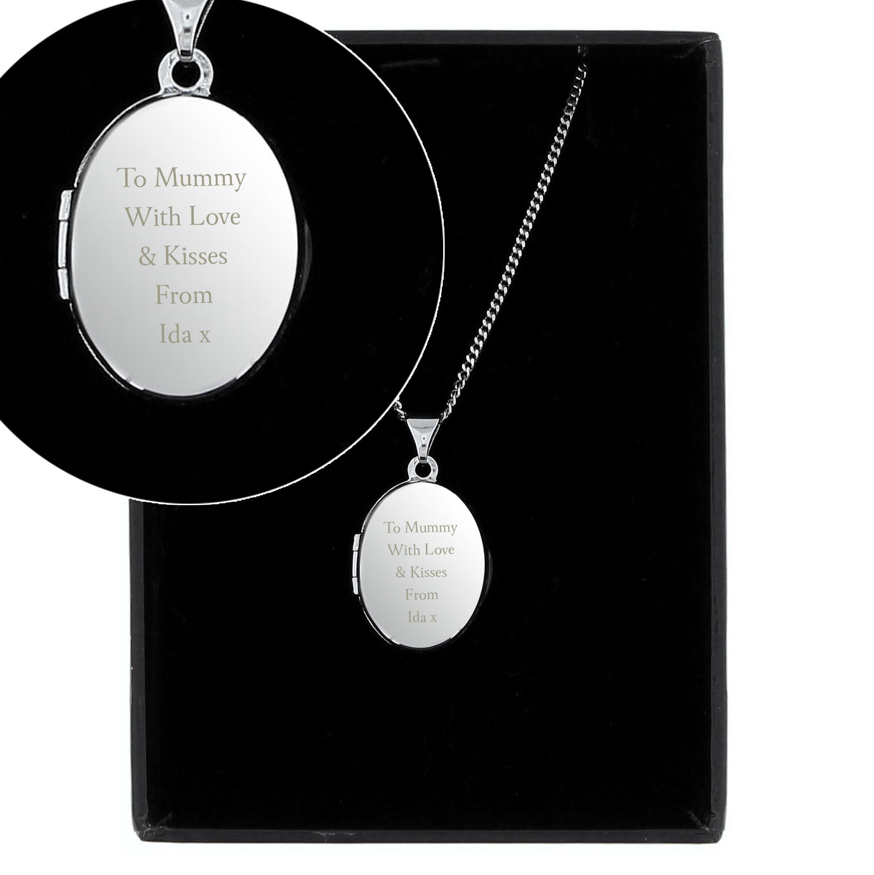 Personalised Sterling Silver Oval Locket Necklace - Message - image 6
