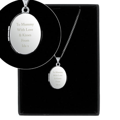Personalised Sterling Silver Oval Locket Necklace - Message - image 6