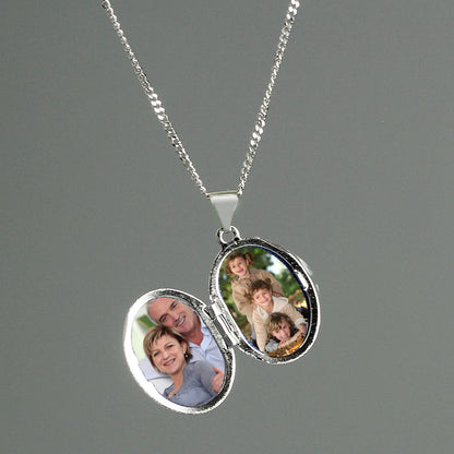 Personalised Sterling Silver Oval Locket Necklace - Message - image 7