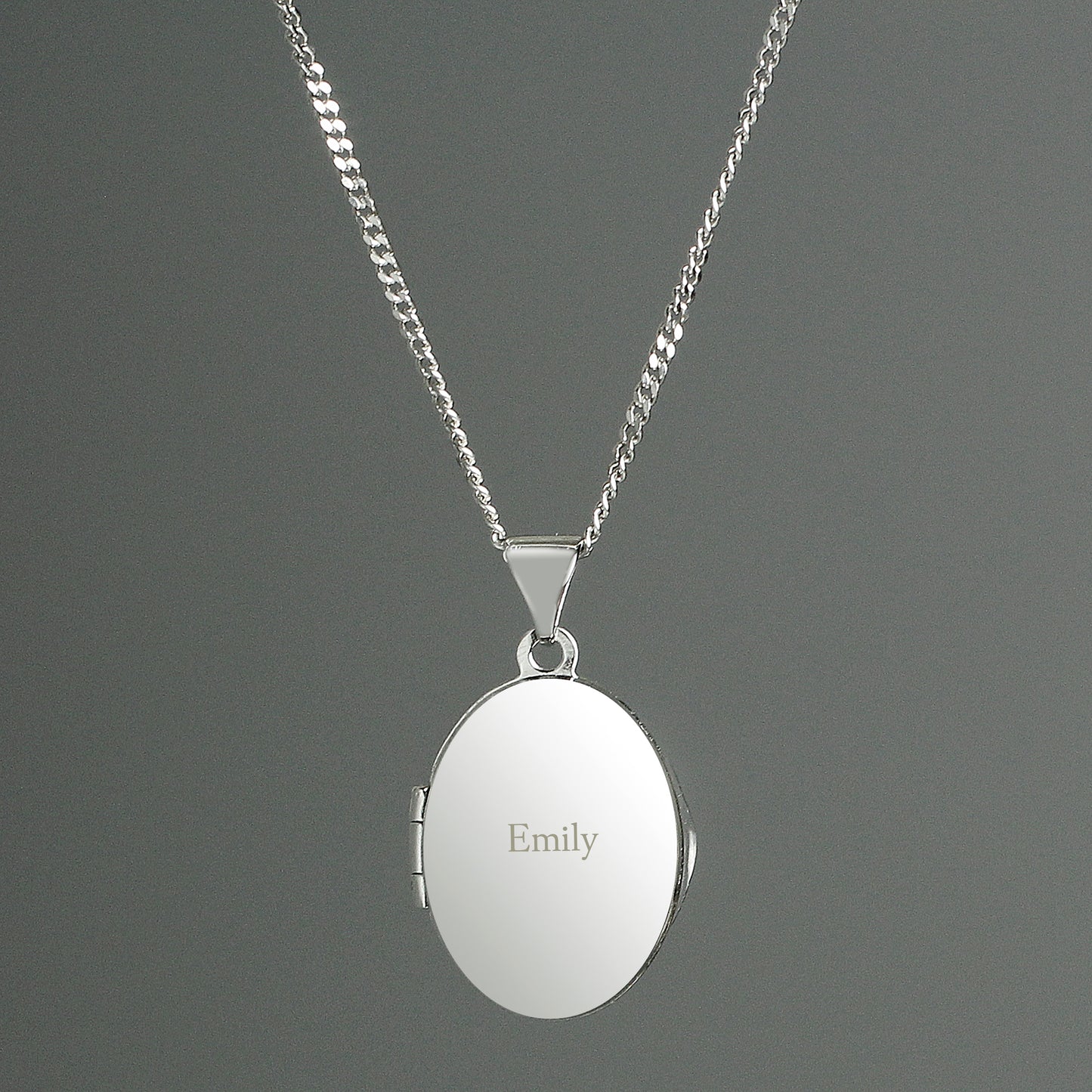 Personalised Name Only Sterling Silver Oval Locket Necklace from Heartfelt Gifts