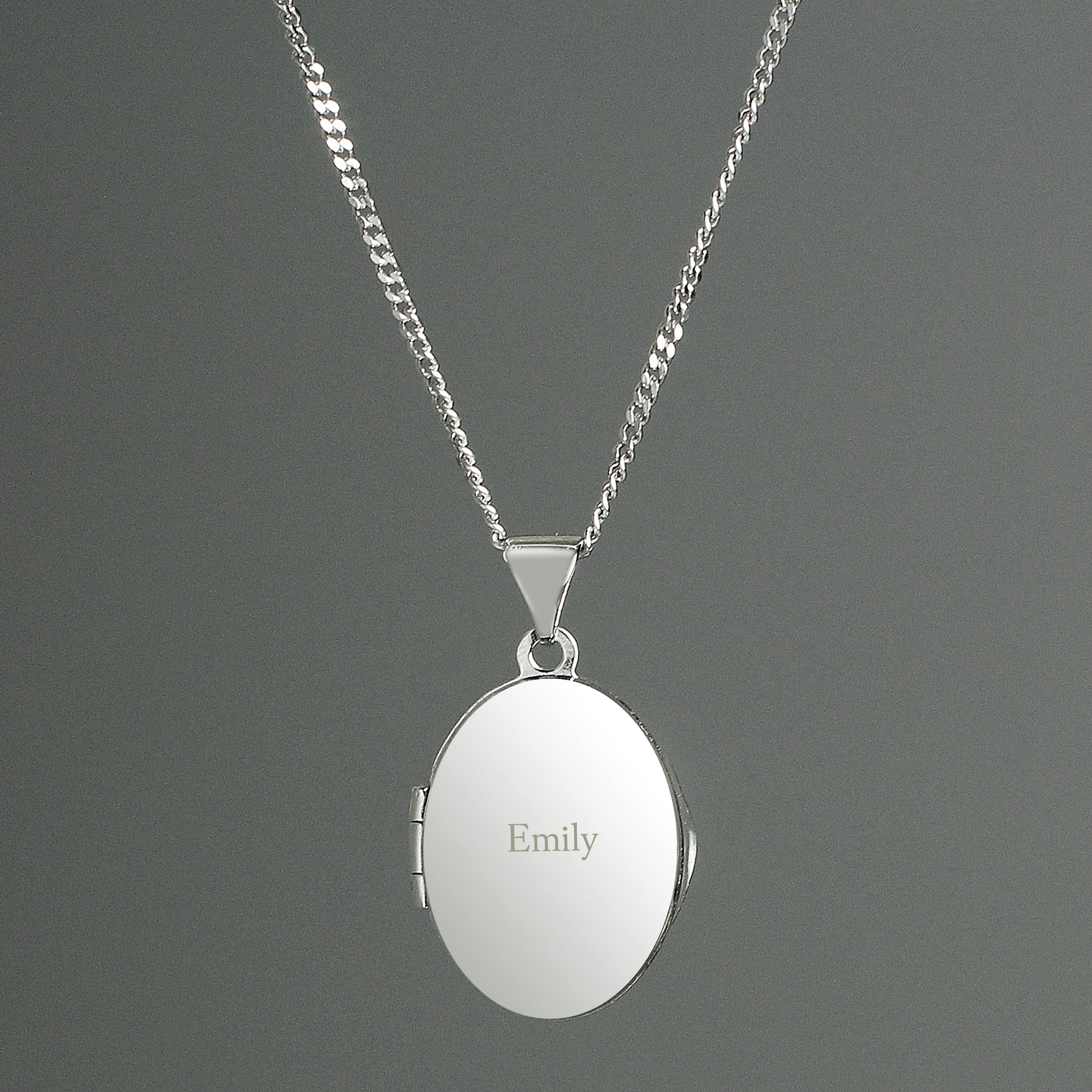 Personalised Name Only Sterling Silver Oval Locket Necklace from Heartfelt Gifts