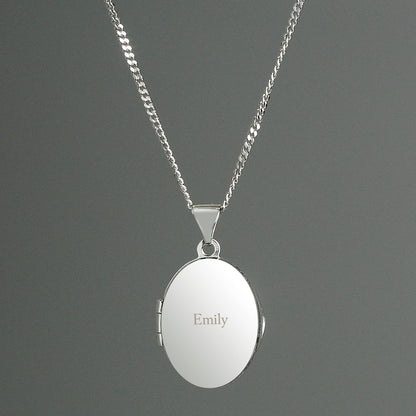 Personalised Name Only Sterling Silver Oval Locket Necklace from Heartfelt Gifts