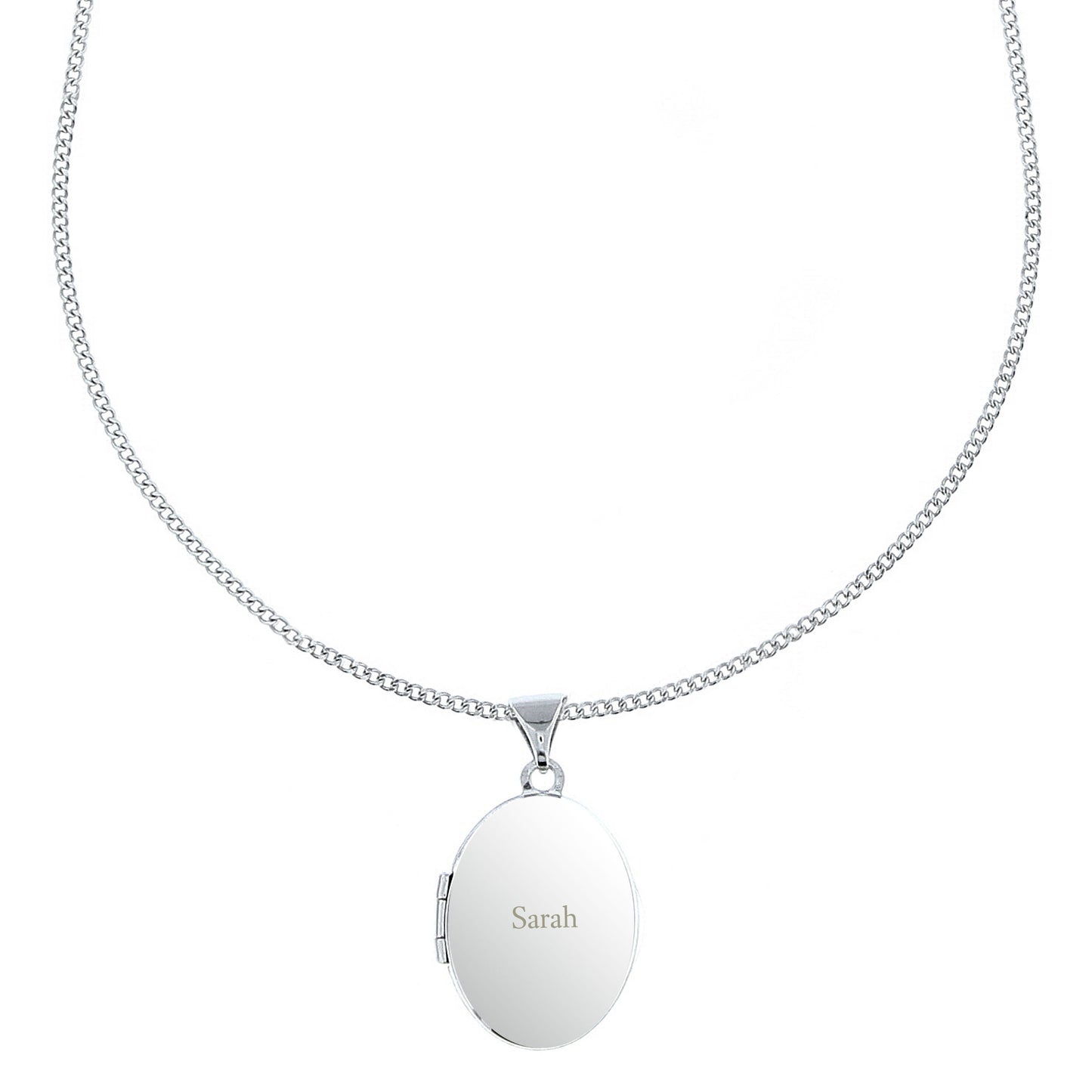 Personalised Sterling Silver Oval Locket Necklace - image 2